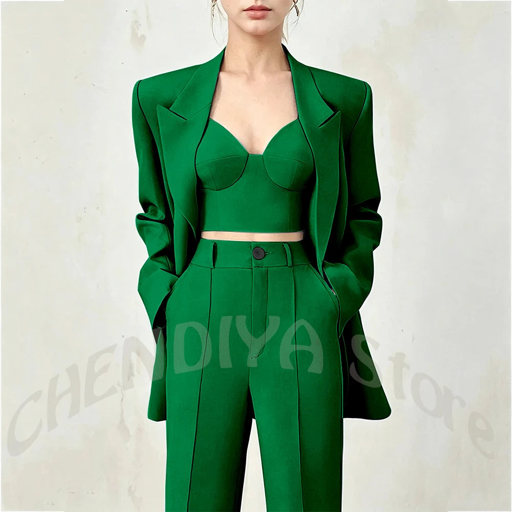 Business Casual Women's Suit Two Piece Peaked Lapel Stylish Double Breasted Formal Outfit Female Jacket Pants Customized