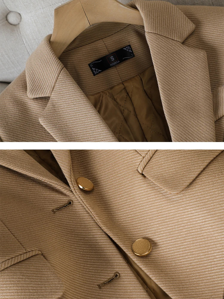 Fashion Ladies Blazer Women Green Black Khaki Long Sleeve Female Business Work Wear Slim Formal Jacket For Autumn Winter