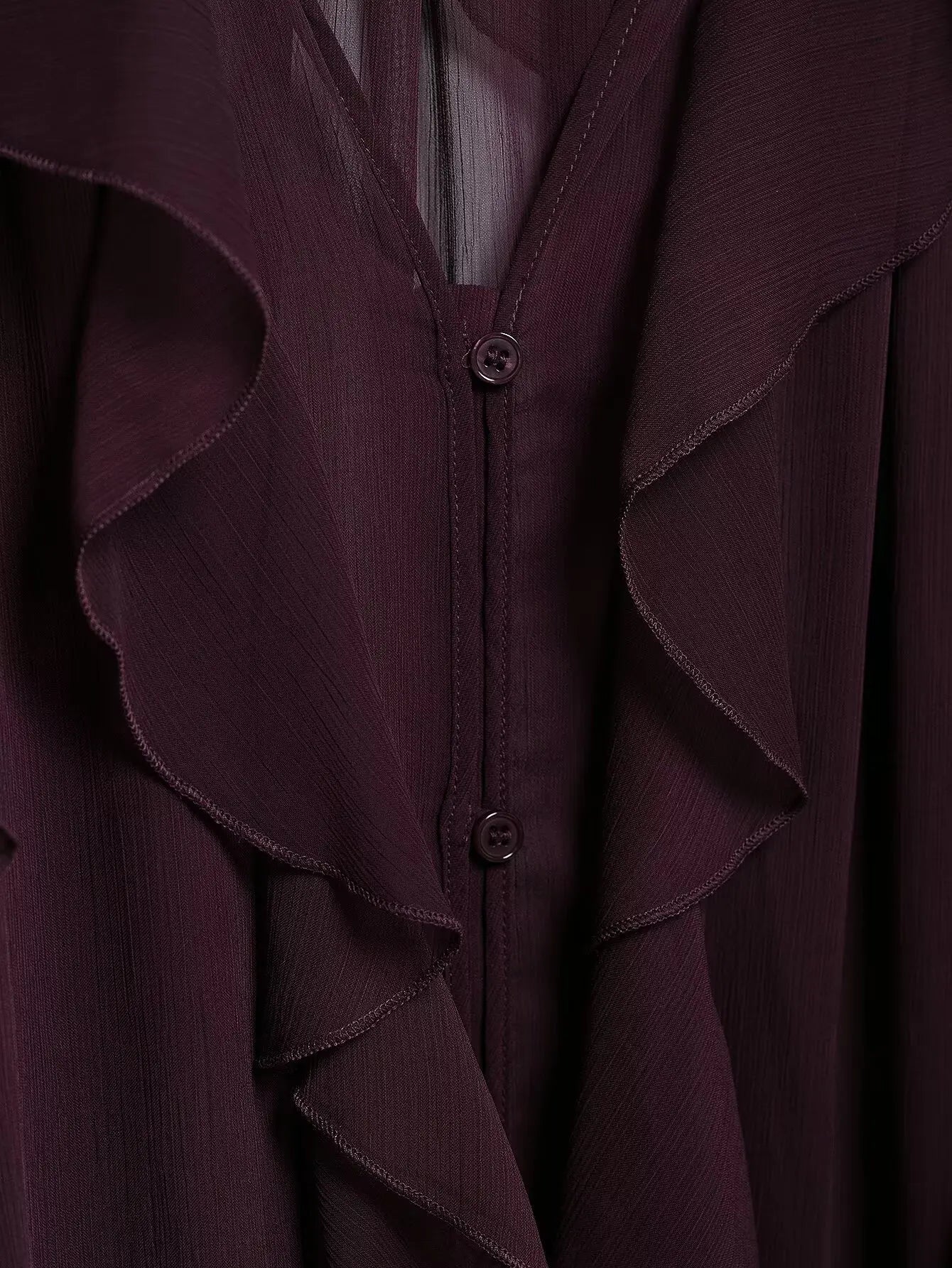 TRAFZA 2025 Women Elegant Solid Ruffles Blouse Spring Female V-Neck Long Sleeved Gauze Shirt Casual Hollow Out Lady Clothes