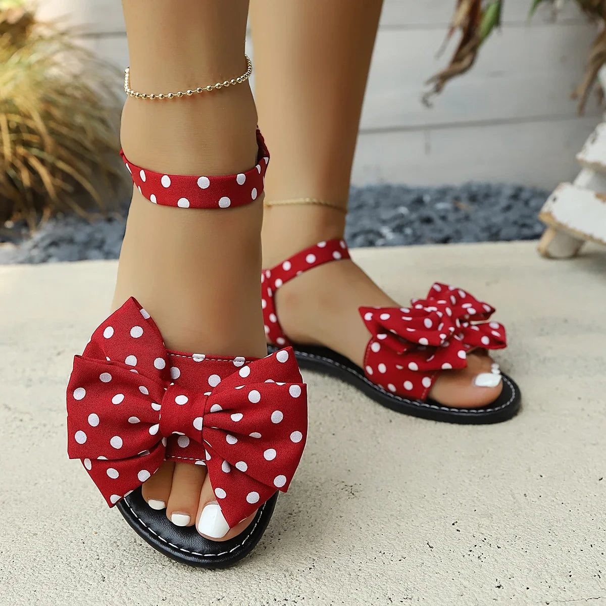Polka Dot Butterfly Bow Sandals