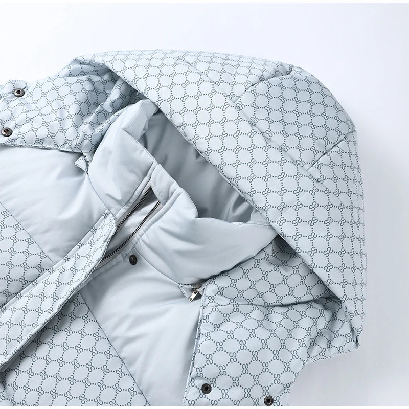 Casual Printed Hooded Cotton Coat With Zipper For Women