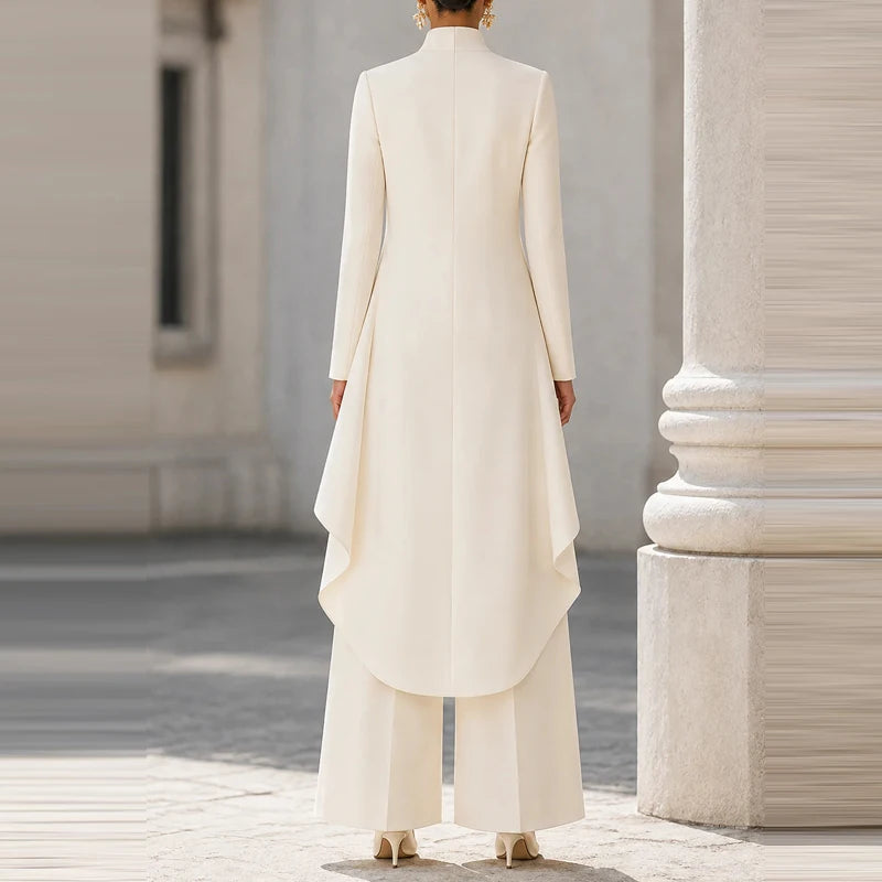 Elegant Turtleneck Long Sleeve Top and Wide Leg Pants Set for Women