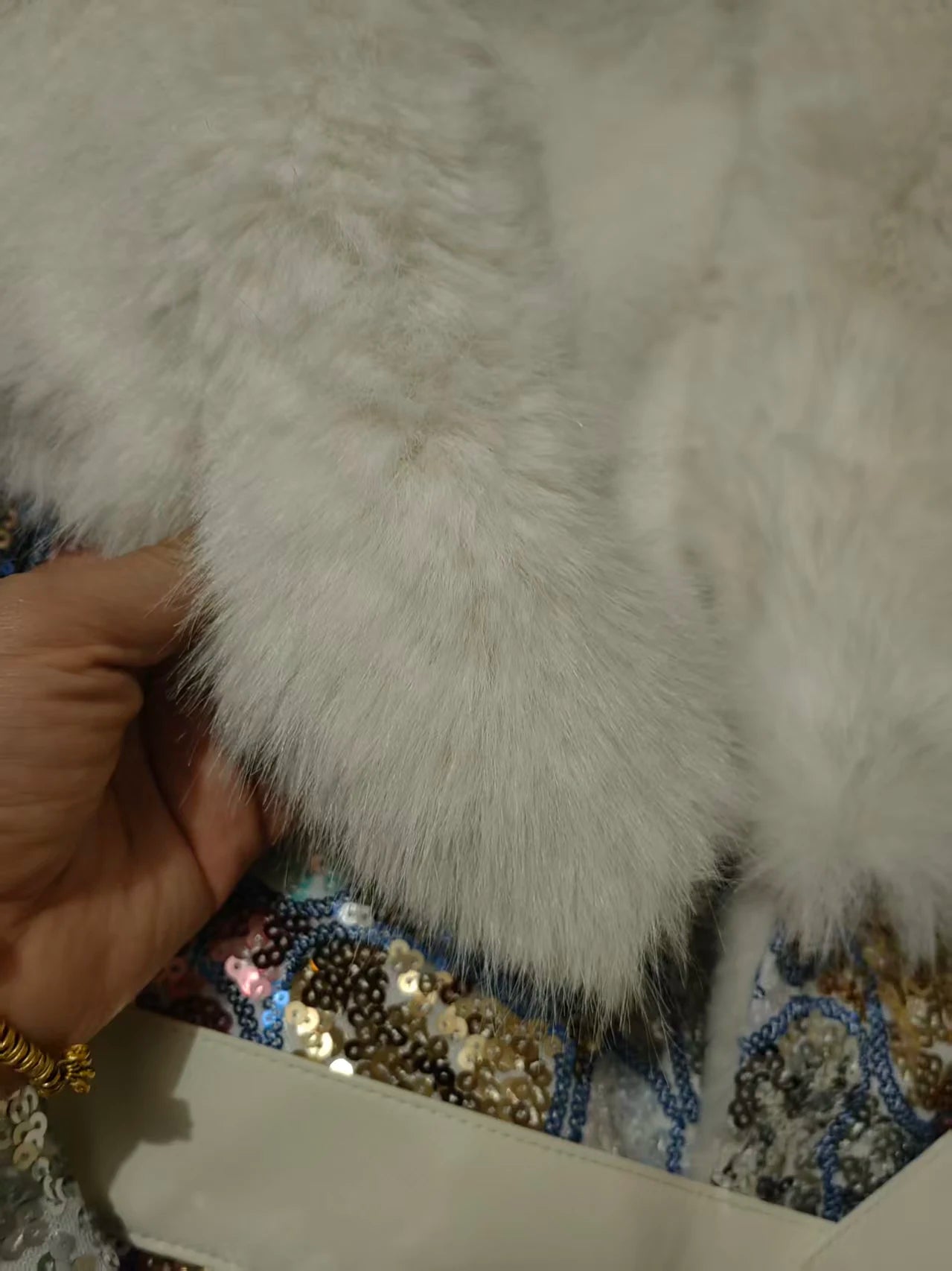 Faux Fur Coat for Women,Adjustable Waist Long Jacket,V-Neck Outwear,Sequins,Spliced,Luxury,Autumn and Winter