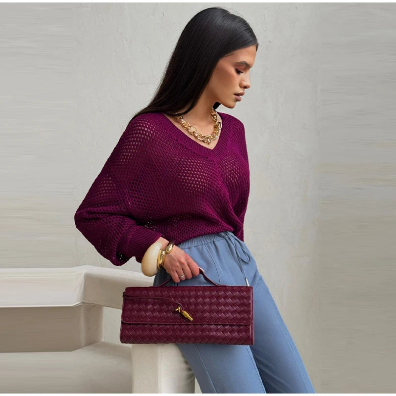 Lightweight Hollow V Neck Tunic