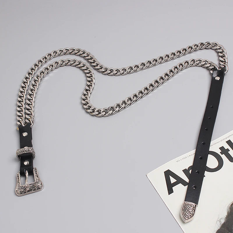Trendy Gold Metal Decorative Waist Chain Belt for Women