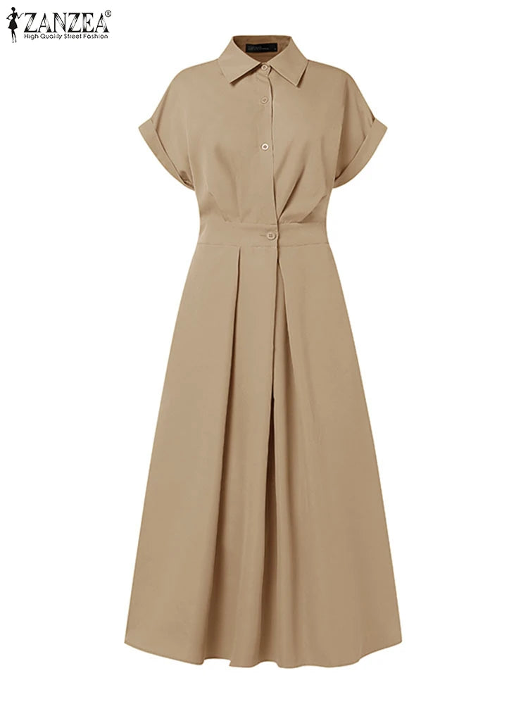 Collared Button Front Maxi Shirt Dress