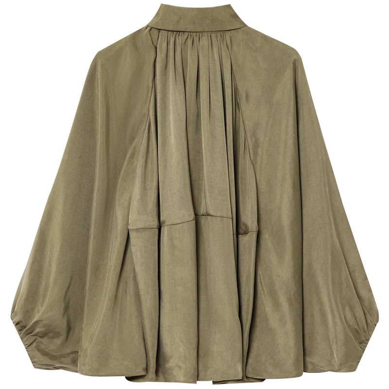 Ruffled Oversized Long Sleeve Bomber Jacket for Women