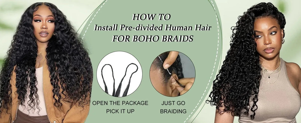 Pre-Divided Deep Wave Human Hair Crochet Extensions for Women