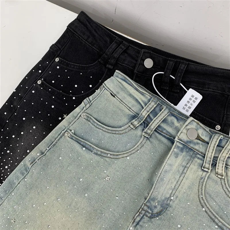High-Waisted Mini Dress With Rhinestone Embellishments Sensible Design Denim Skirt For Women New Summer Style #17