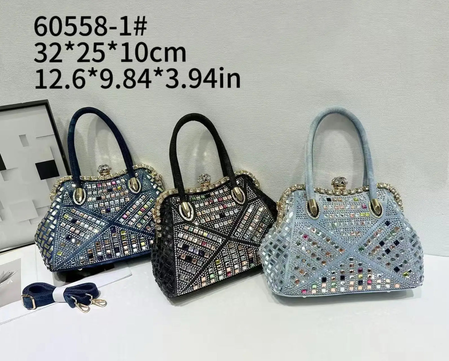New Women's Diamond Handbag Luxury Brand Diamond Sparkling Dinner Party Women's Handbag Diamond Retro Shoulder Crossbody Bag