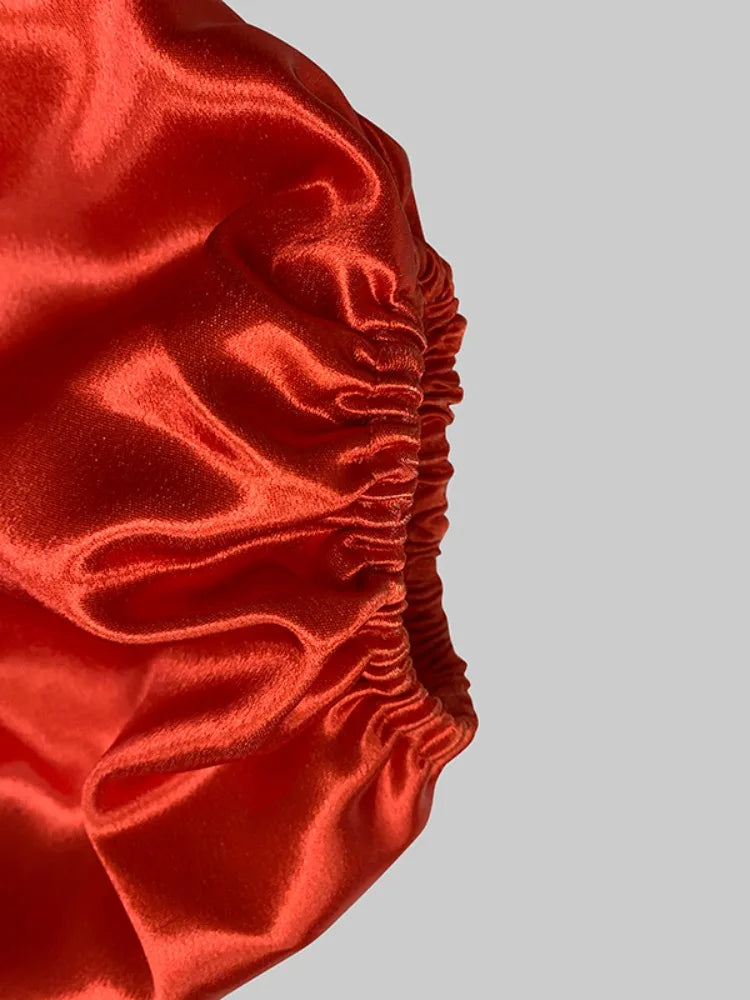 Gymystars Elegant Party Dresses Flower Print Maxi Dress Fashion Loose Puff Sleeves Split-Front Casual Red Evening Dress Ladies