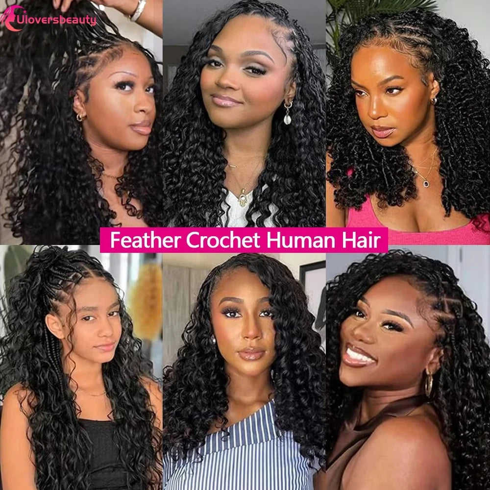 Burmese Curly Crochet Human Hair Extensions for Women