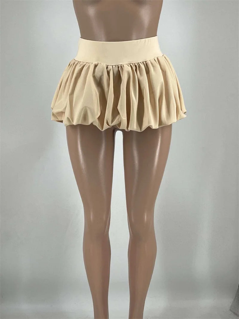 Sexy Pleated Bubble Skirt for Women High Waist Solid Lolita Micro Skirt Preppy Harajuku Y2K Clothes Cute Mini Skirts Birthday