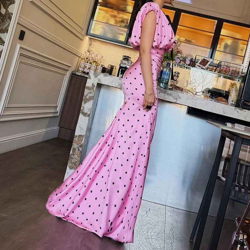 Elegant Polka Dot Mermaid Dress With High Waist for Women