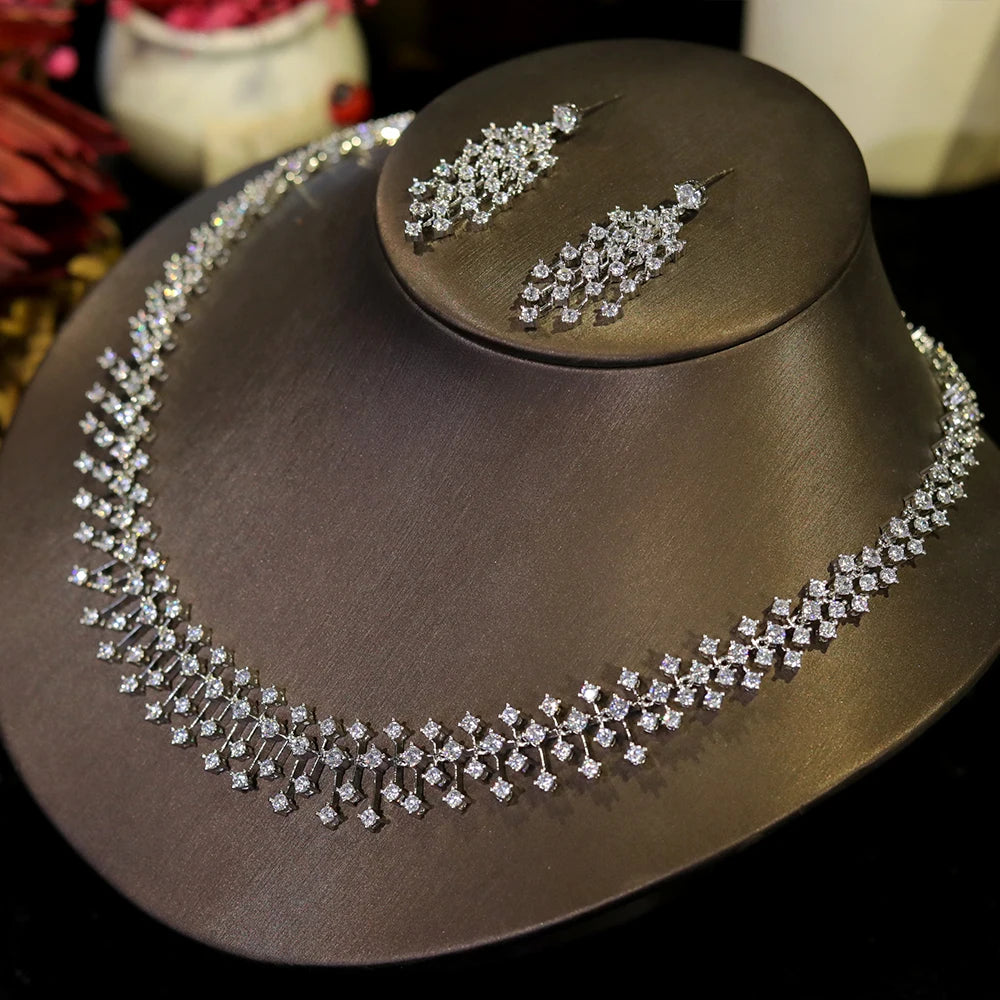 Elegant Water Drop Crystal Jewelry Set With Choker For Women