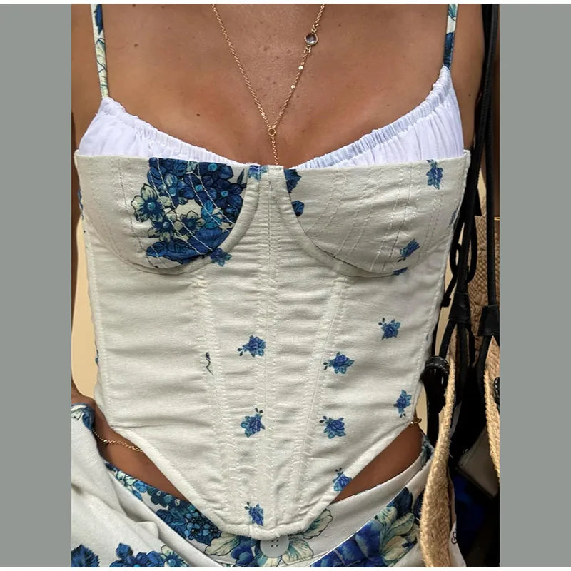 Printed Fishbone Top And Pleated Pants Two Piece Set For Women