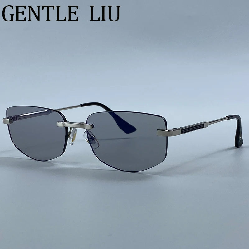 Rimless Geometric Fashion Sunglasses