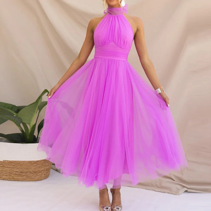 Elegant Lantern Sleeve V Neck Maxi Dress for Women