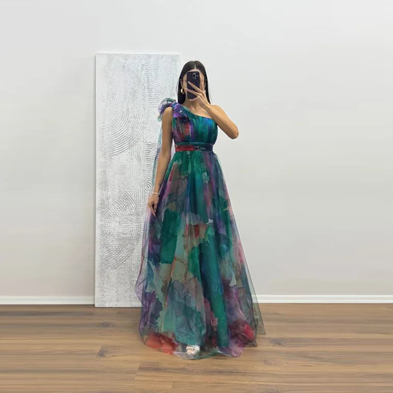 Casual Party Mesh Printed Lightweight A-Line Dress for Women