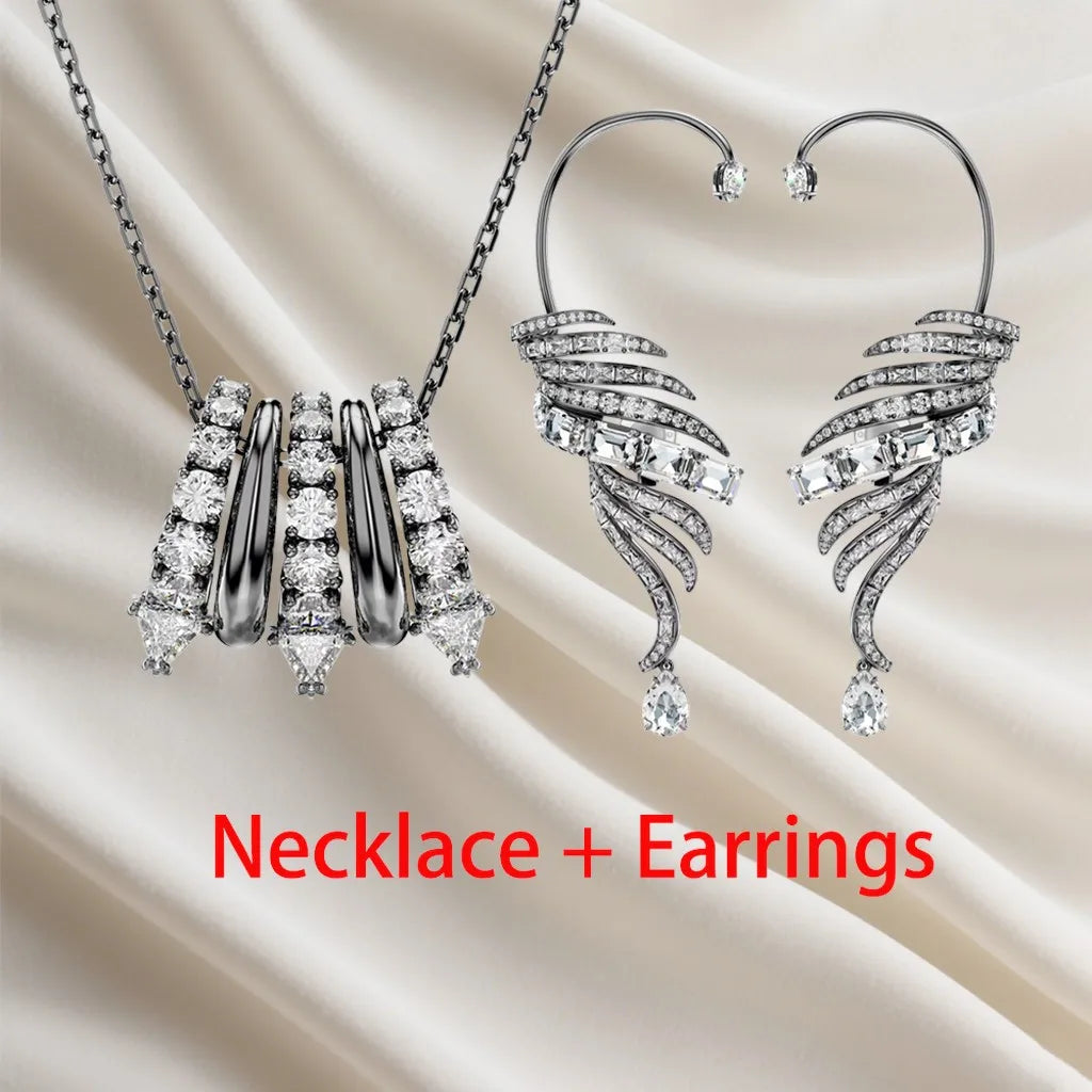 Sparkling Inlaid Pearl Pendant Jewelry Set for Women
