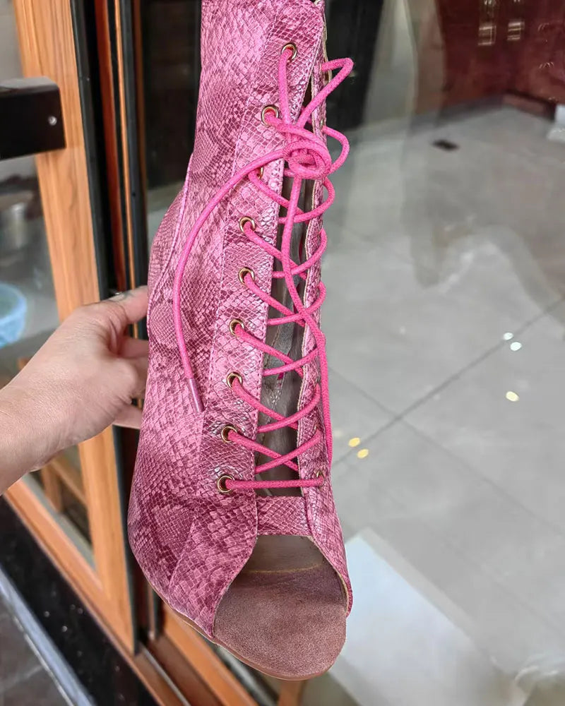 Stiletto Heel Latin Dance Zip Ankle Boots for Women