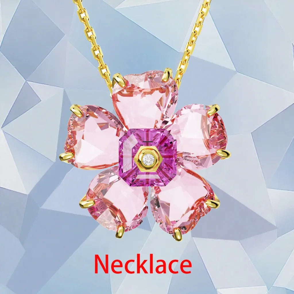 Gold Plated Zirconia Crystal Pendant Set for Women