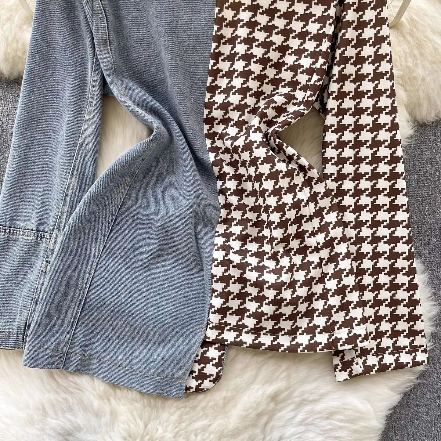 ANJY Autumn New Women Vintage Streetwear Ins Stylish Denim Patchwork Single Breasted Coat Casual Elegant Asymmetric Blazer A8421