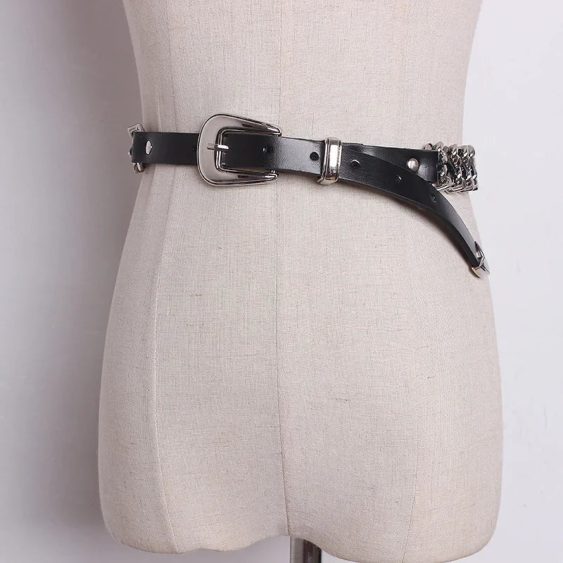 Trendy Gold Metal Decorative Waist Chain Belt for Women