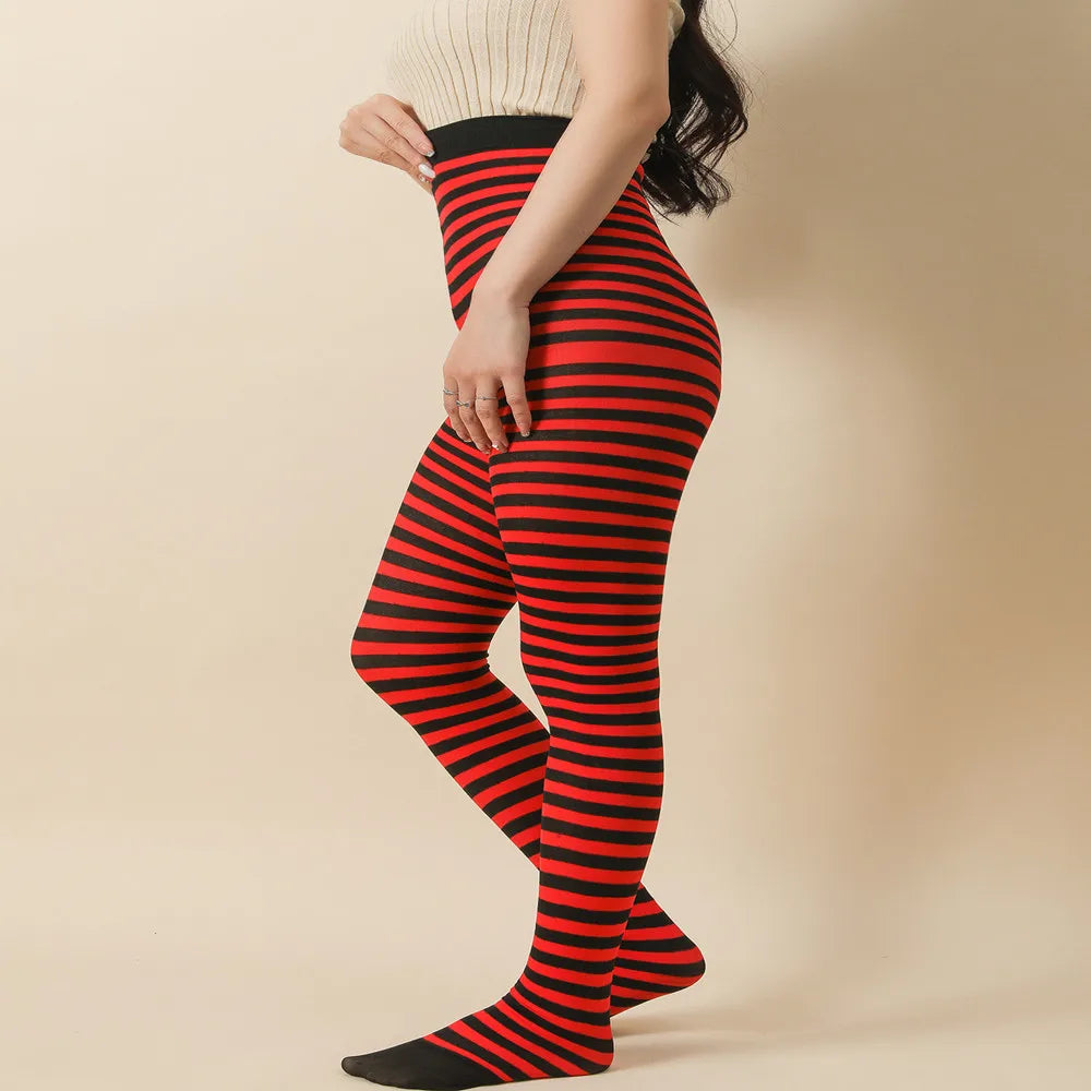 FCCEXIO New Striped Yoga Legging Women Print Goth Style Long Tights Casual Punk Ladies Sport High Waist Workout Elastic Leggings