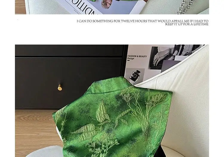 Green Chinese Style Embroidered Vest With Buckle for Women