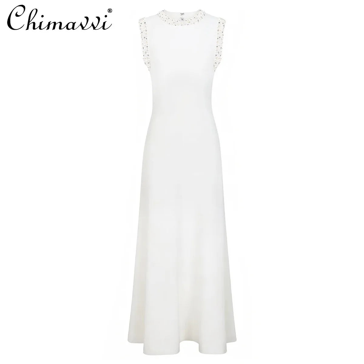 2026 Spring and Summer New High-end Heavily Rhinestone Sleeveless Maxi Dress Women's Fashion Slim-fit Elegant Party Gown Dresses