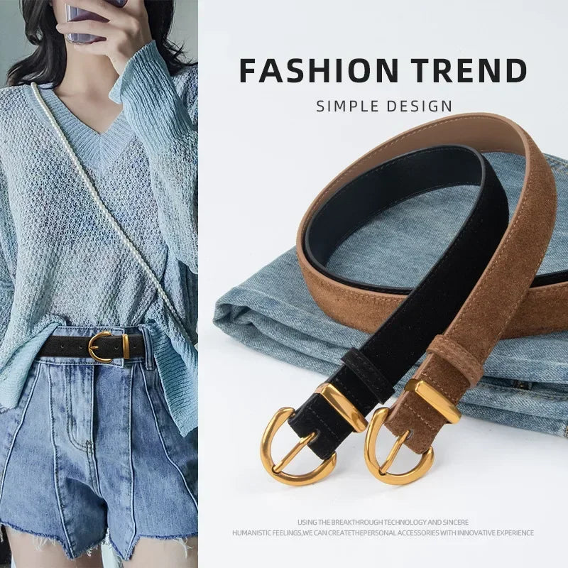 Suede Look Pin Buckle Waist Belt