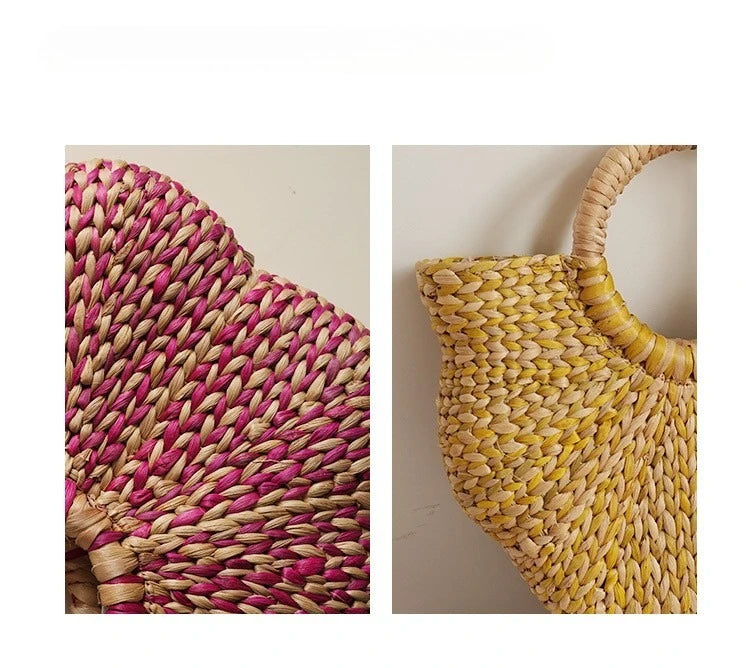 New Straw Woven Women's Bag Hand-woven Straw Women's Handbag Luxury Brand Personalized Fashionable Straw Beach Bag High Quality