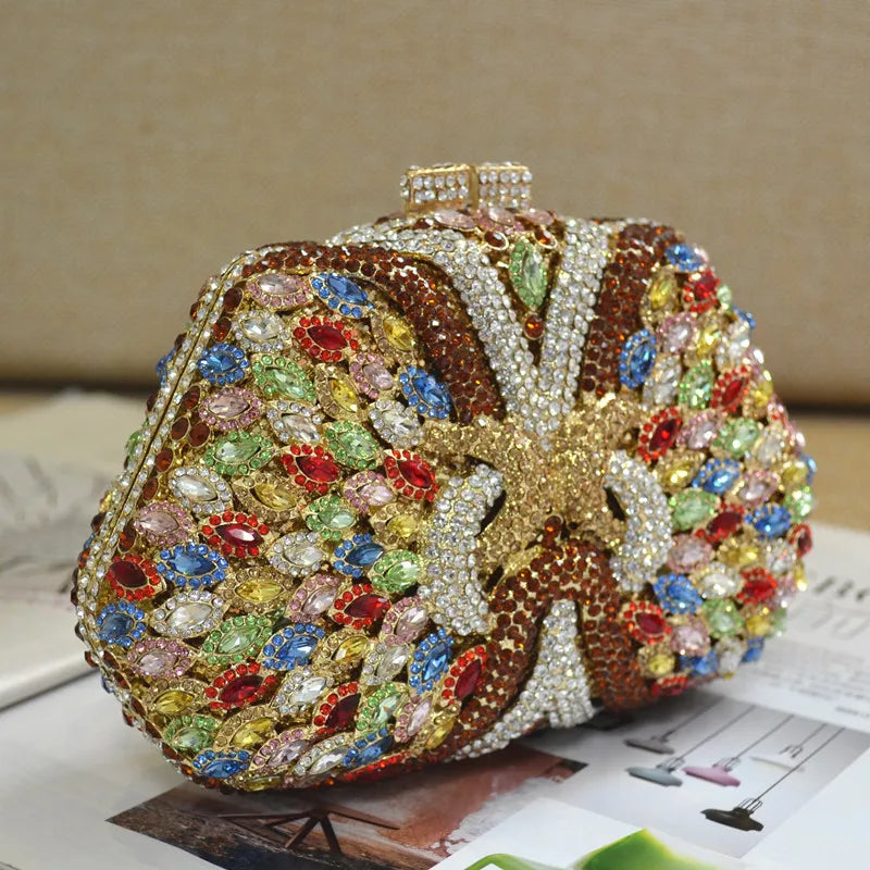 Crystal Rhinestone Sequined Evening Shoulder Bag for Women
