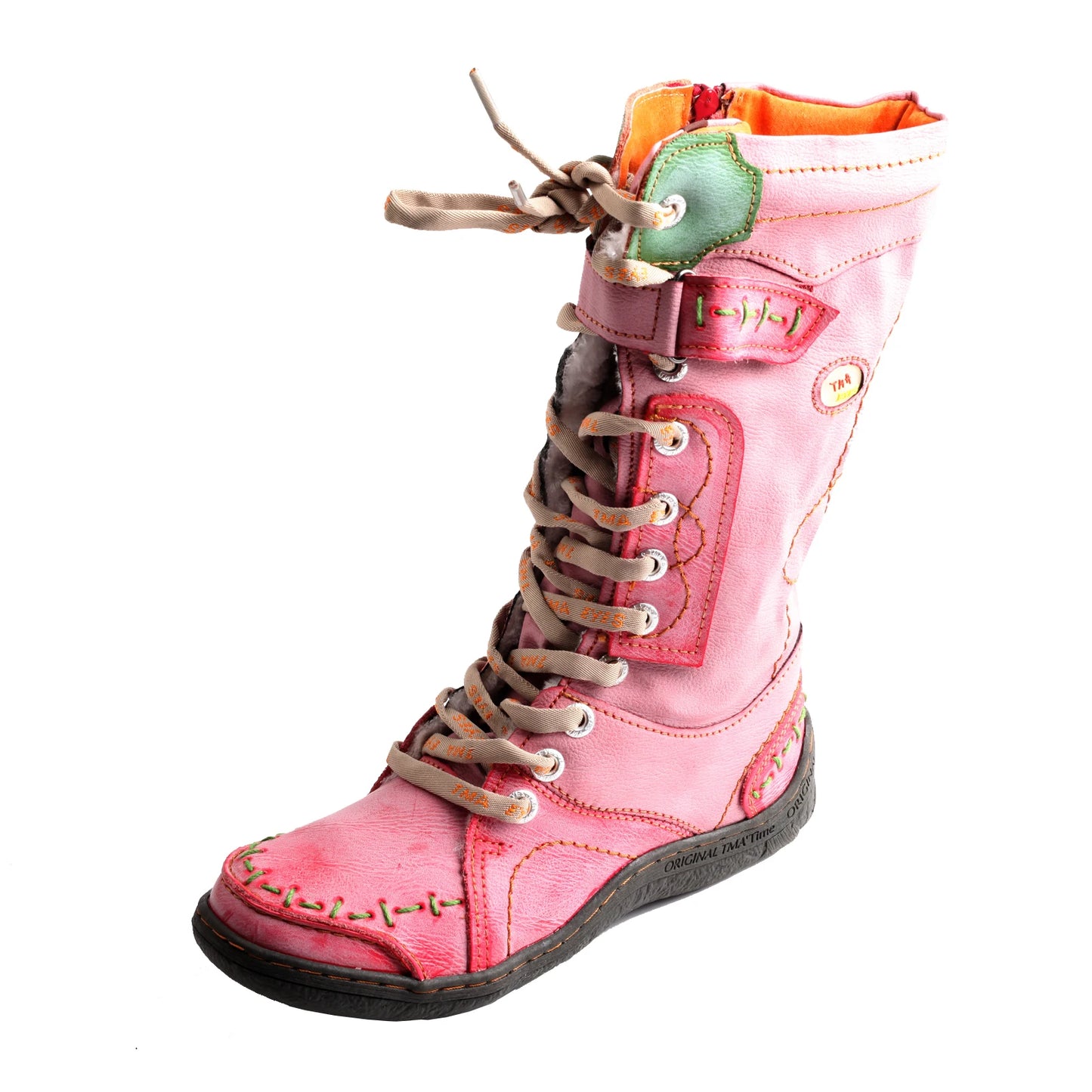 Hand Stitched Leather Mid Calf Boots