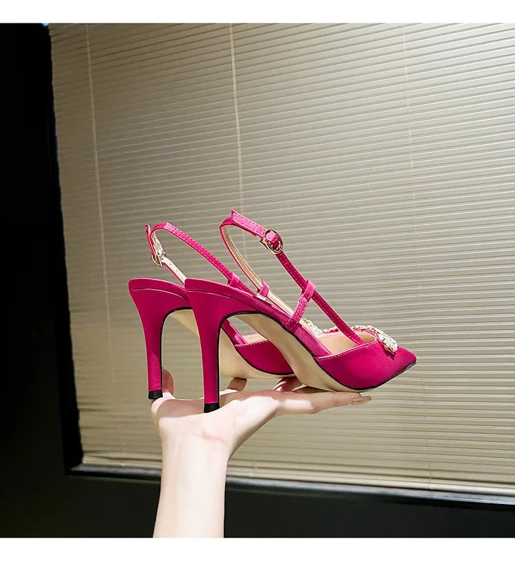 Crystal Buckle Pointed Pumps