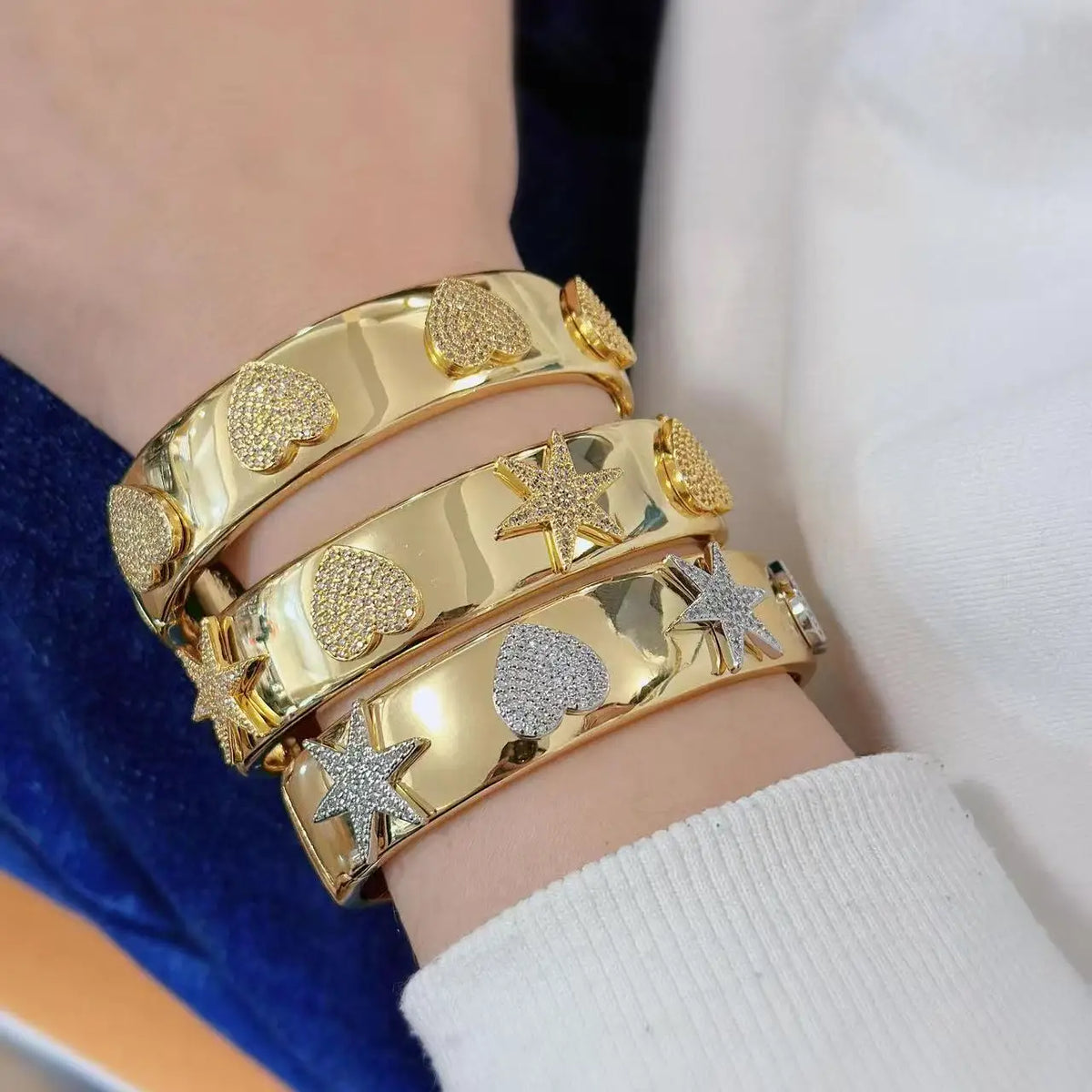 Hexagonal Star Statement Bangle for Women