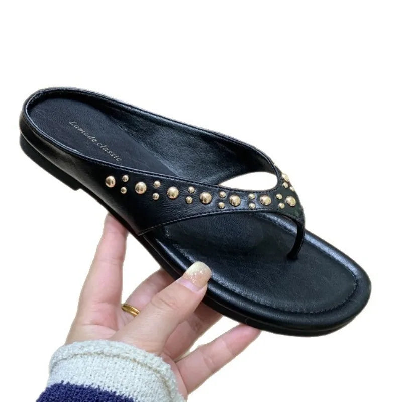 Vintage Rivet Toe Slip On Shoe