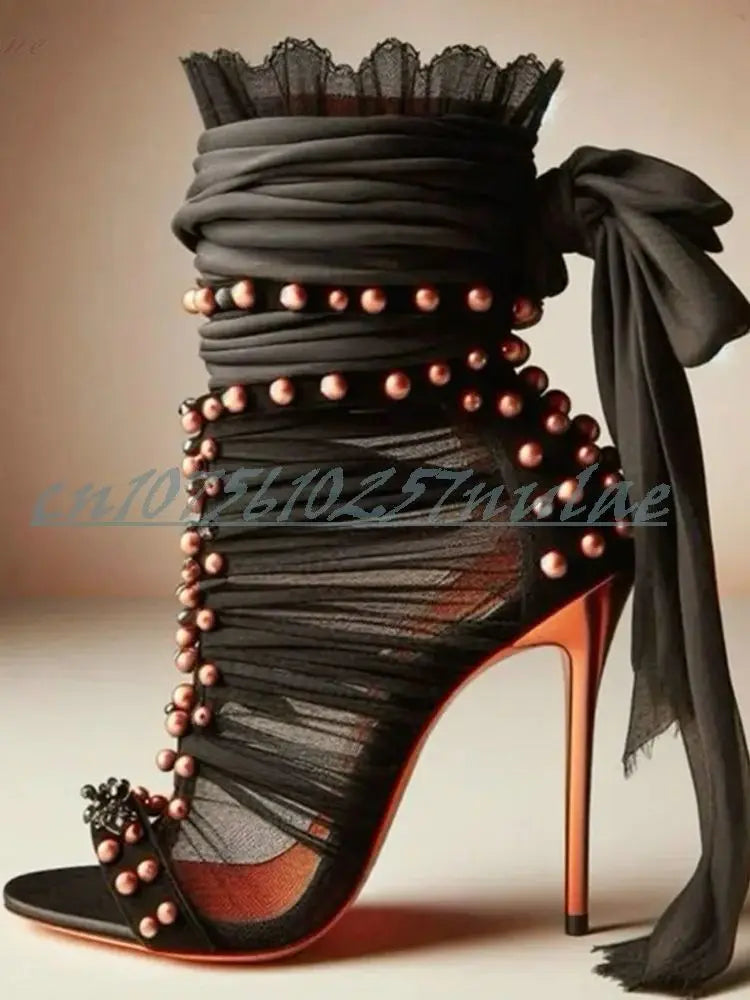 Sleek Rivet Embellished Stiletto Sandals for Women