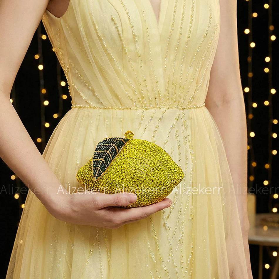 Elegant Lemon Shaped Diamond Evening Bag for Women
