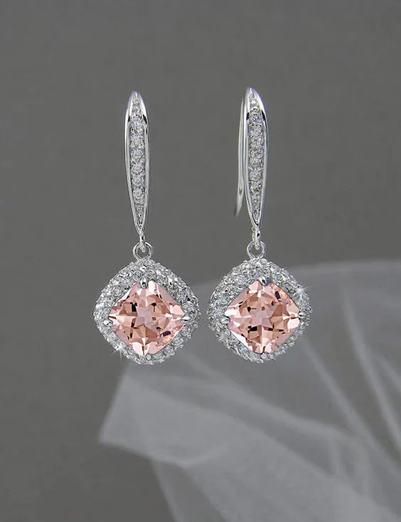 Silver Tone Zircon Teardrop Earrings