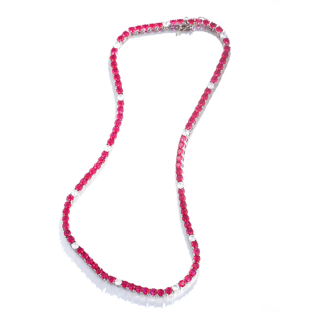 Fuchsia Cubic Zirconia Tennis Necklace