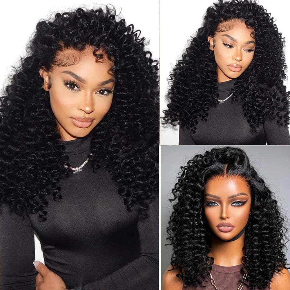Pre Plucked Glueless Deep Curly Human Hair Wig for Women