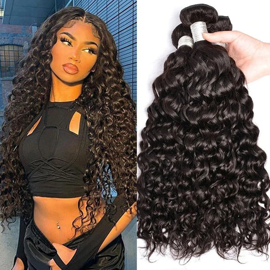 Natural Water Wave Remy Human Hair Bundles for Women