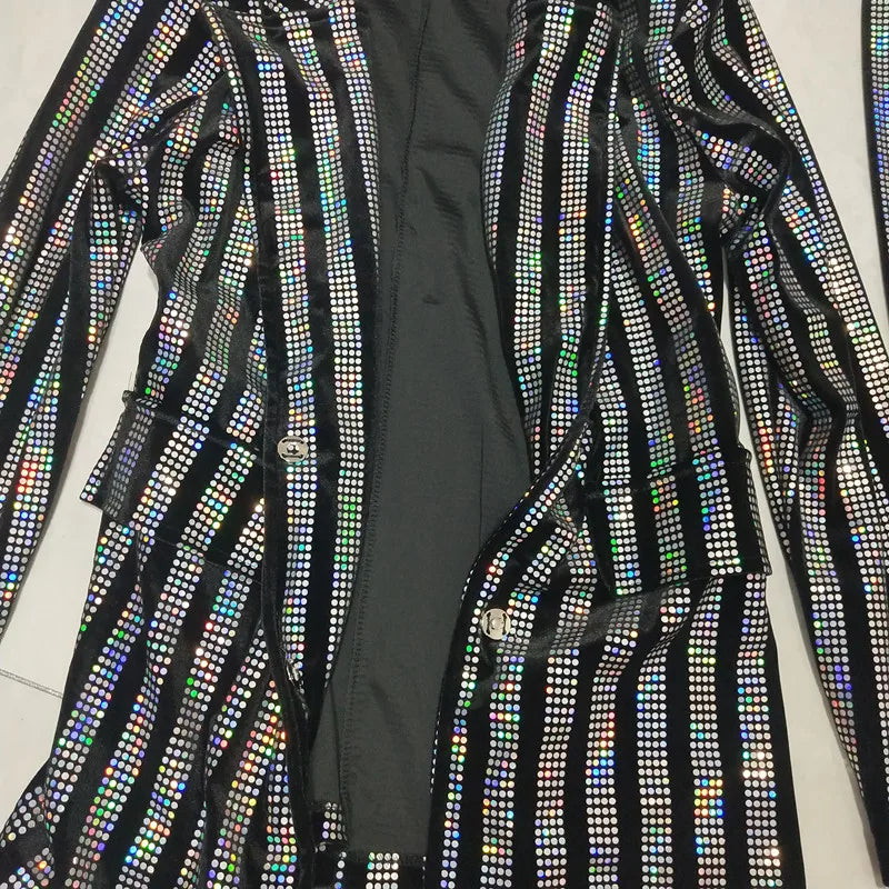 Glitter Sequined Concert Performance Outfit Set for Women