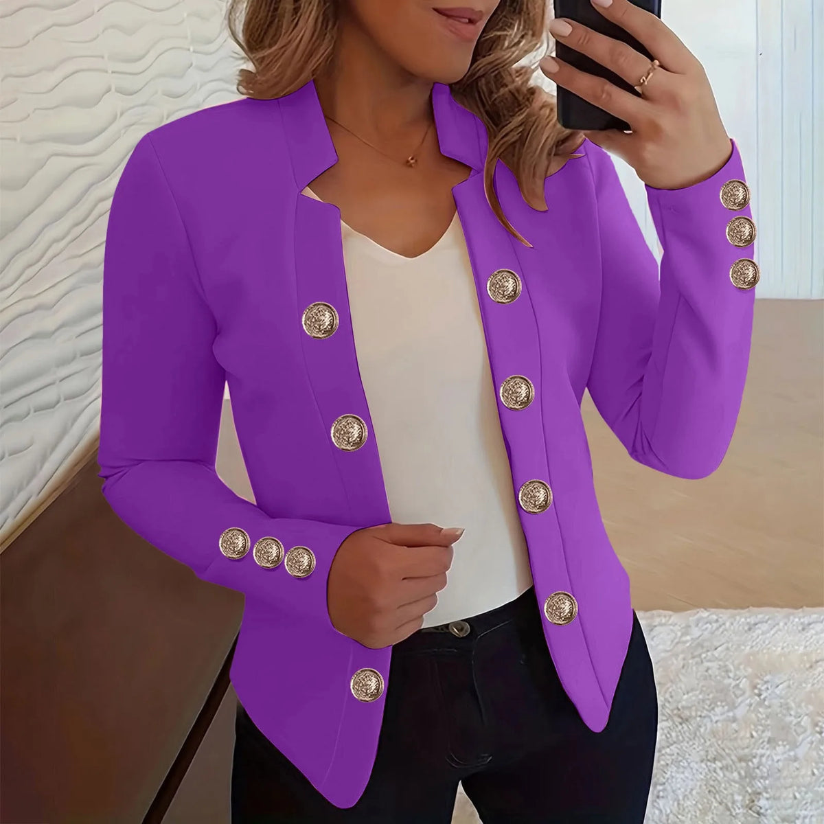Lightweight Cropped Hooded Office Jacket for Women