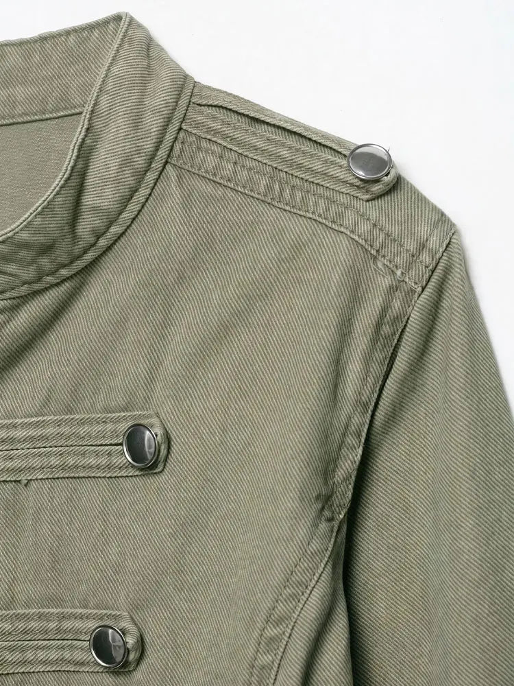 Long Sleeve Slim Fit Retro Chic Denim Jacket for Women