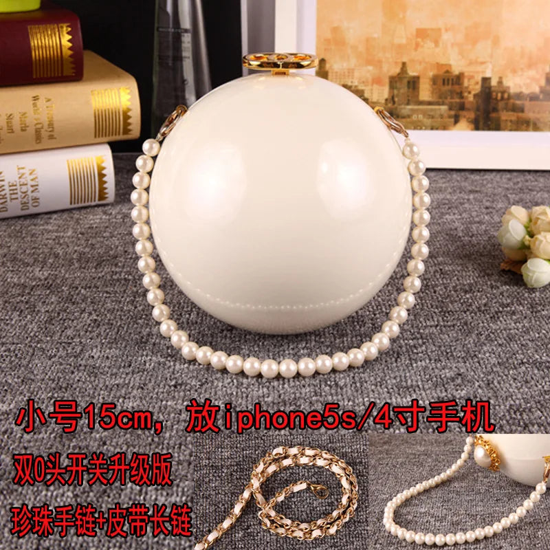 Pearl Embellished Round Acrylic Clutch Bag for Women