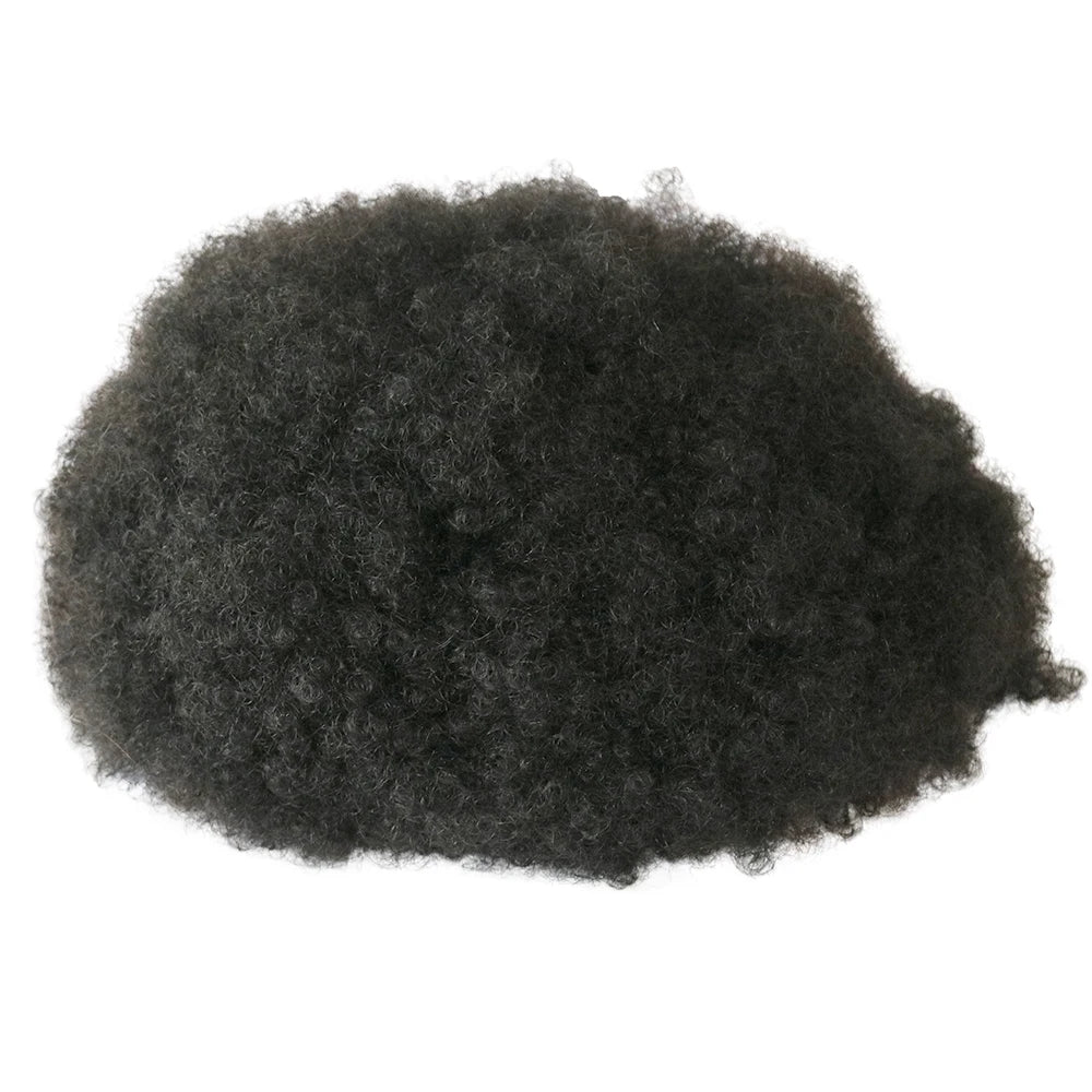 Afro Curly Human Hair Toupee Replacement for Women