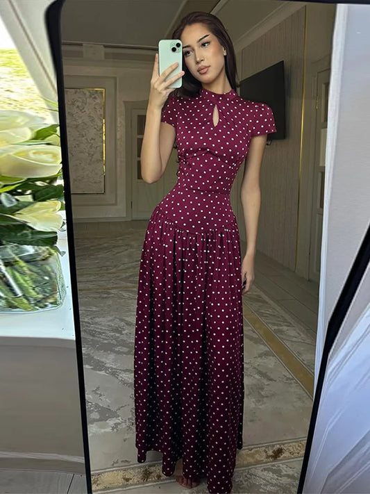 Elegant Ankle Length Hollow Out Dress